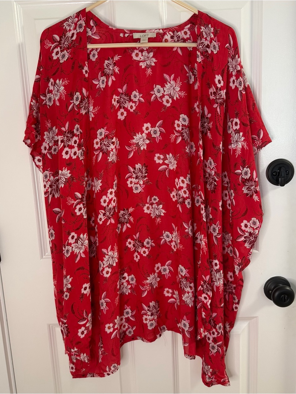 LOFT Red Floral Layering Kimono